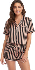 Women's Satin Pajama Set - Short Sleeve - 2 Piece
