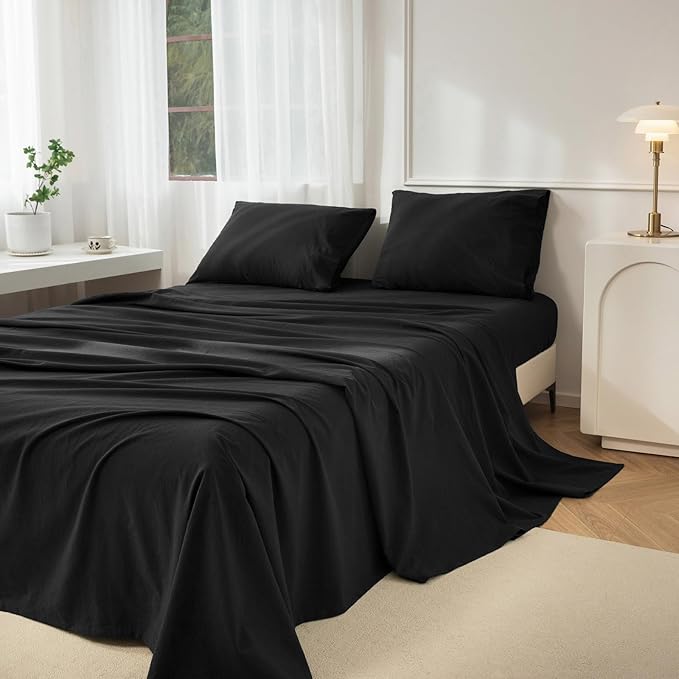 Linen Bed Sheet Set - King - 4 Piece