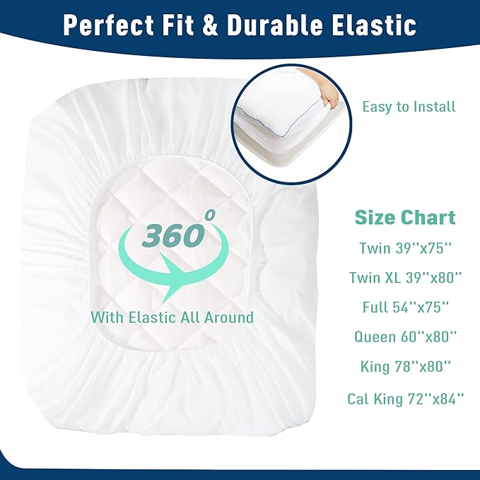 Down Alternative Mattress Pad - Full - 54 x 75 in - 22 in Deep Pocket