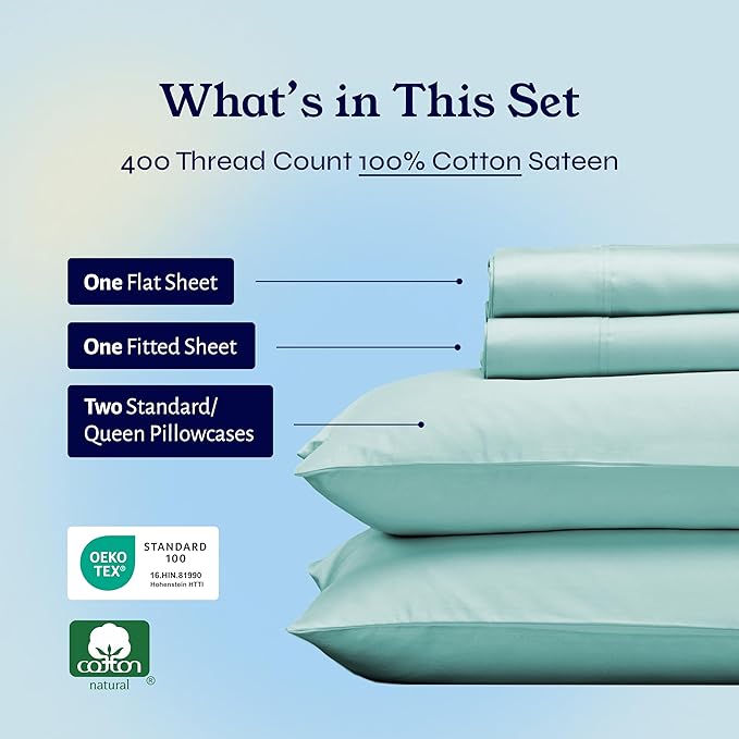100% Cotton Bed Sheet Set - Queen - 4 Piece