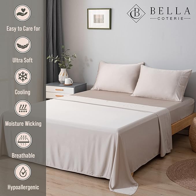 Bamboo Cooling Bed Sheet Set - Twin - 18 in Deep Pocket