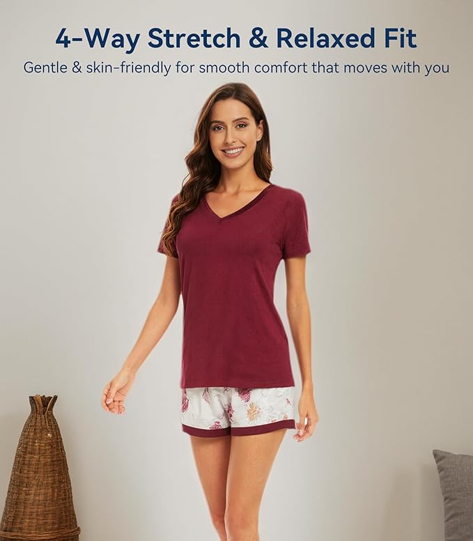 Women's Bamboo Cooling Pajama Set - Short Sleeve - 2 Piece