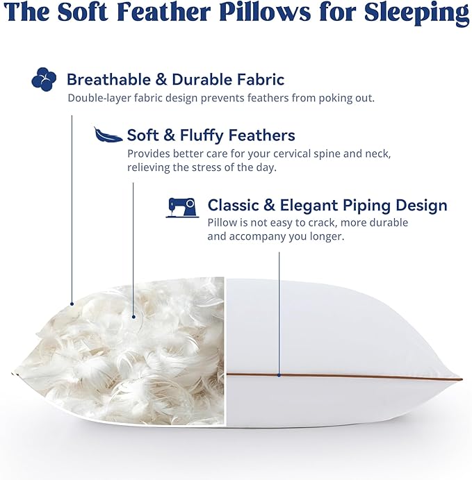 100% Cotton Bed Pillow - Queen - 2 Piece
