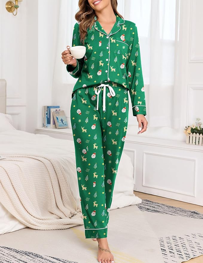 Women's 100% Cotton Pajama Set - Long Sleeve - 2 Piece