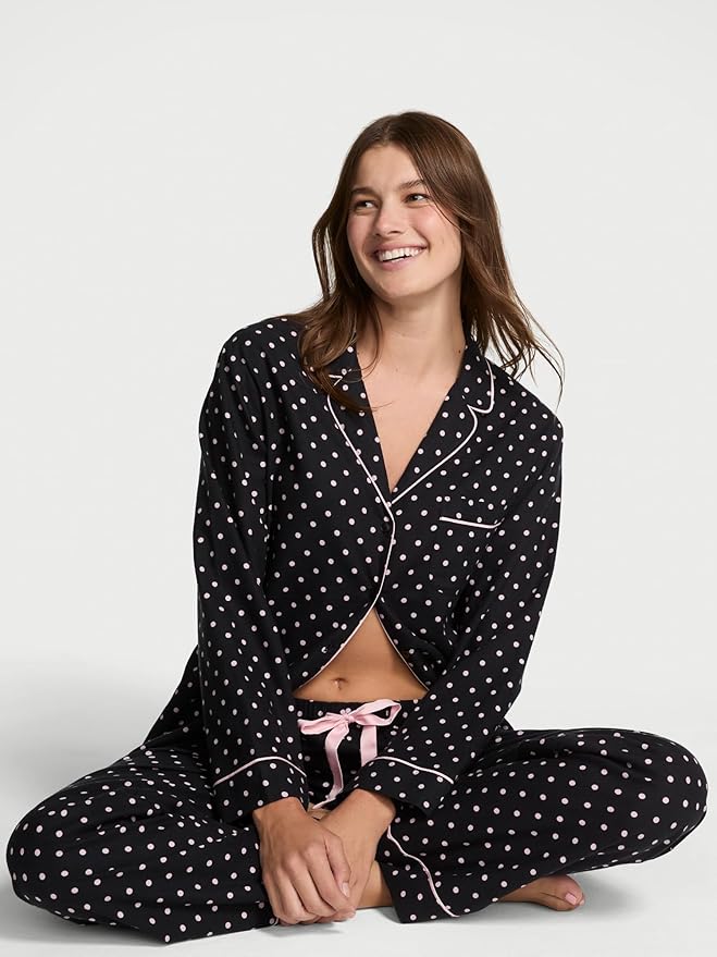 Women's Flannel Pants Pajama Set - Long Sleeve - 2 Piece