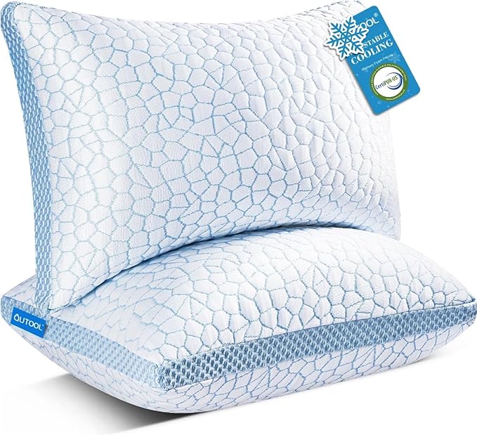 Memory Foam Cooling Bed Pillow - Queen - 2 Pack