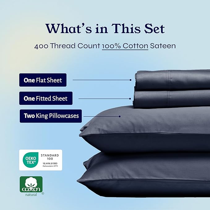 100% Cotton Bed Sheet Set - King - 4 Piece