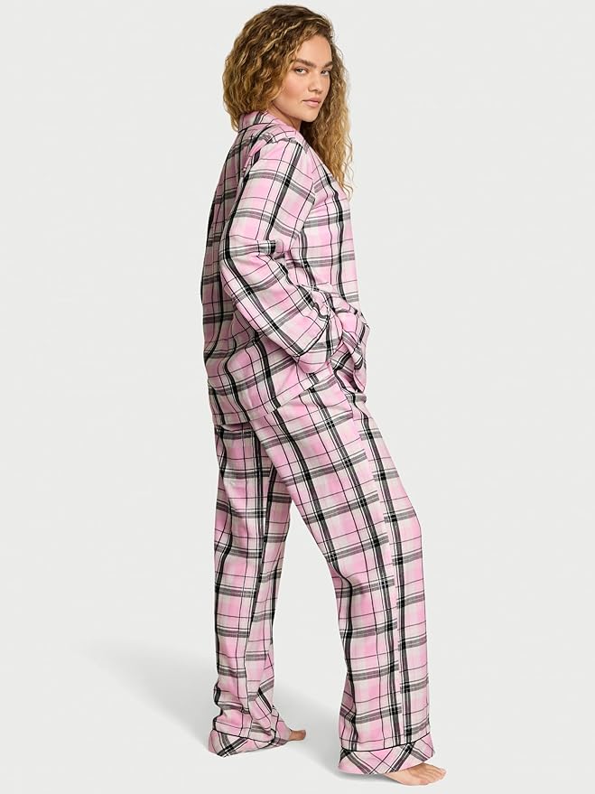 Women's Flannel Pants Pajama Set - Long Sleeve - 2 Piece