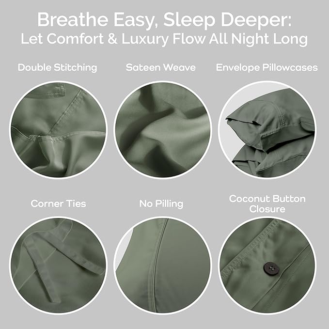 Bamboo Cooling Duvet Cover Set - Queen - 3 Piece