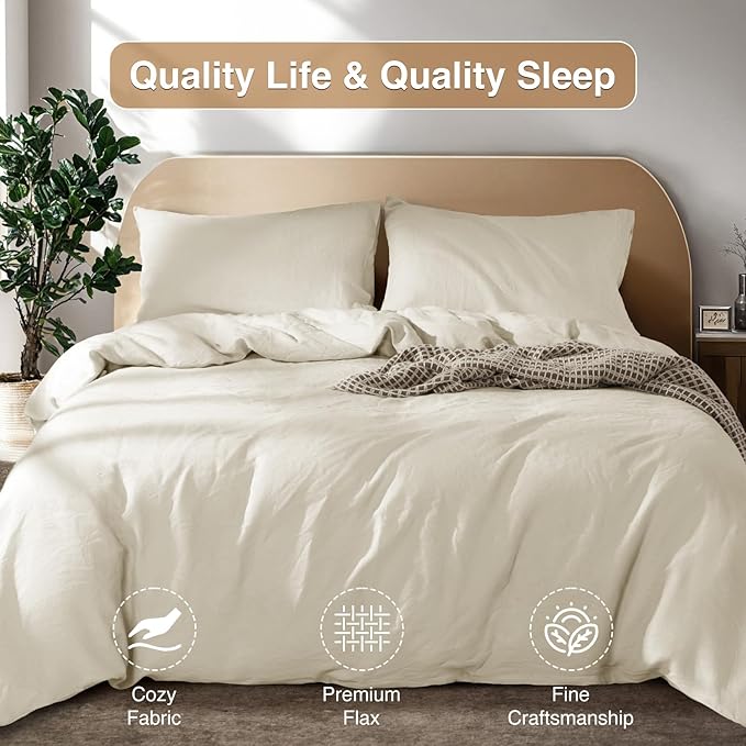 Linen Duvet Cover Set - Queen - 3 Piece