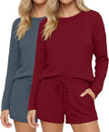 Women's Shorts Pajama Set - Long Sleeve - 2 Pack - 2 Piece