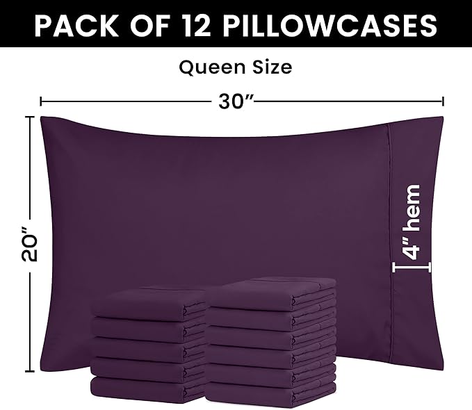 Microfiber Pillowcase - Queen - 20 x 30 in - 12 Pack
