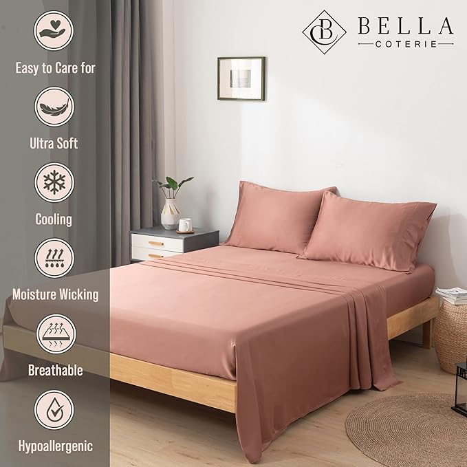 Bamboo Cooling Bed Sheet Set - King - 18 in Deep Pocket