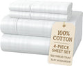 100% Cotton Bed Sheet Set - Twin XL - 15 in Deep Pocket - 4 Piece