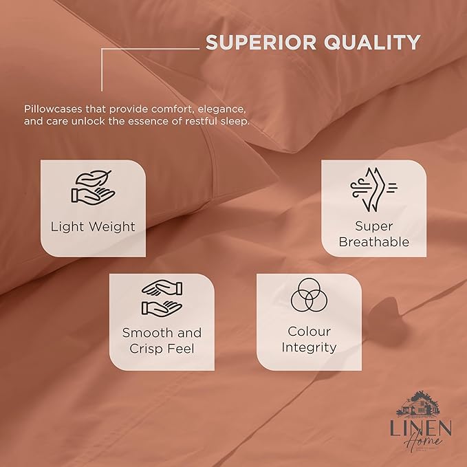 100% Cotton Pillowcase Set - King - 2 Piece