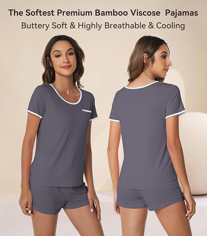 Women's Bamboo Cooling Pajama Set - Short Sleeve - 2 Piece