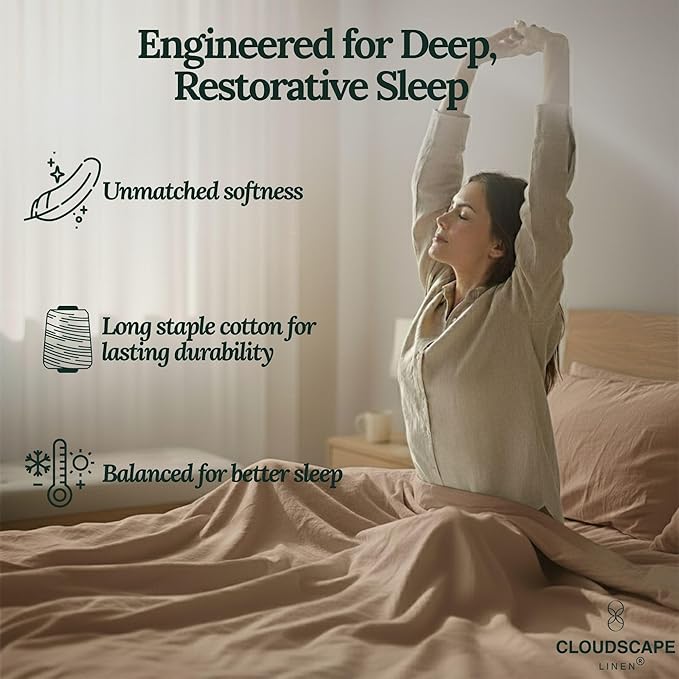 Linen Bed Sheet Set - Queen - 4 Piece