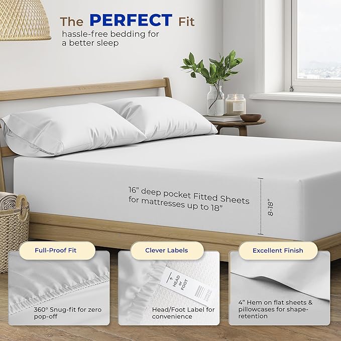 Cooling Bed Sheet Set - Split King - 16 in Deep Pocket - 5 Piece