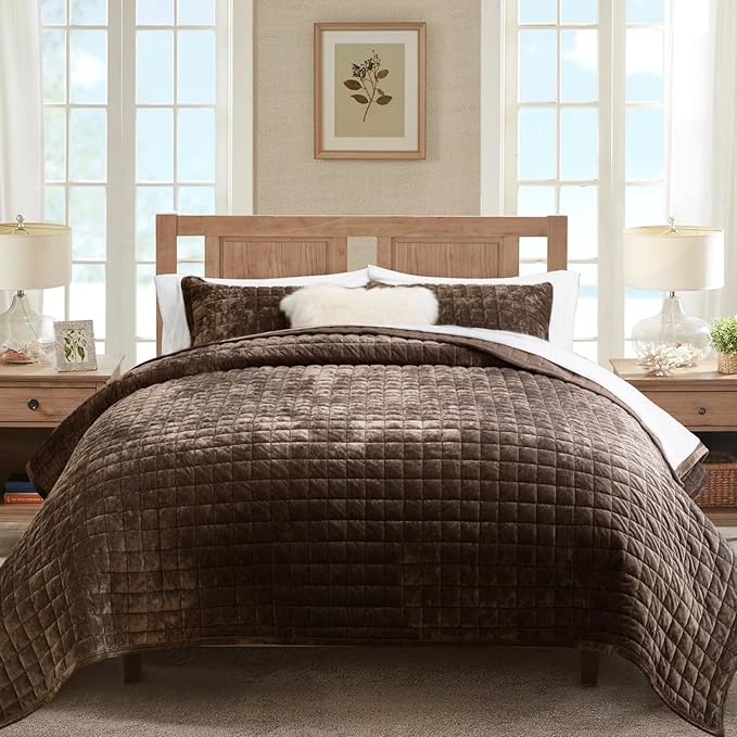 Velvet Bedspreads Coverlets Set - King