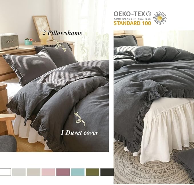 Linen Duvet Cover Set - Queen - 3 Piece