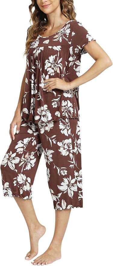 Bamboo Capri Pajama Set - Short Sleeve - 2 Piece