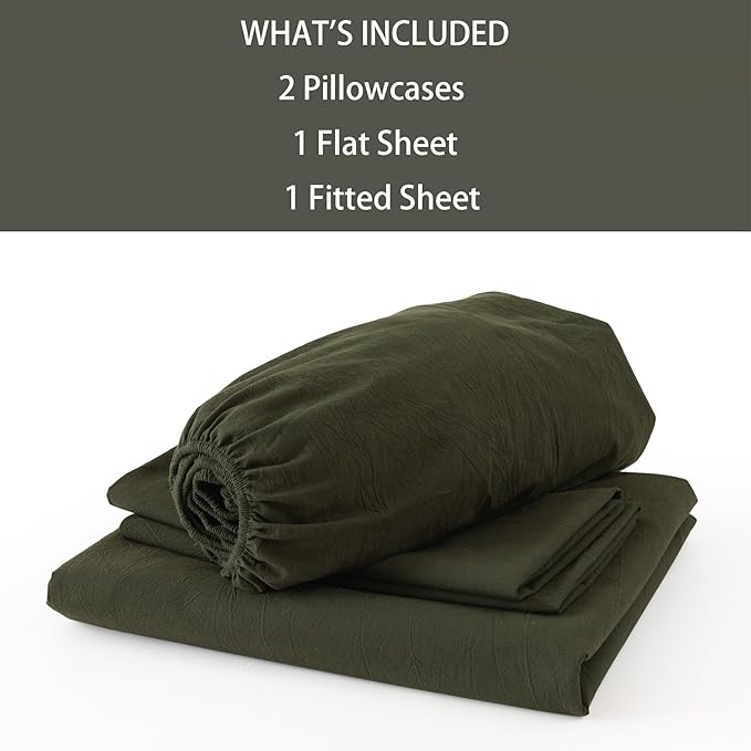 Linen Bed Sheet Set - King - 4 Piece