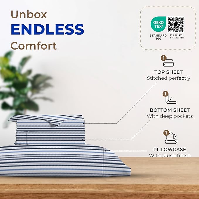 Cooling Bed Sheet Set - Twin - 16 in Deep Pocket - 3 Piece