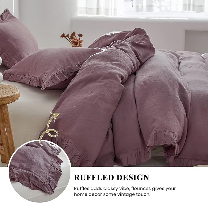 Linen Duvet Cover Set - Queen - 3 Piece