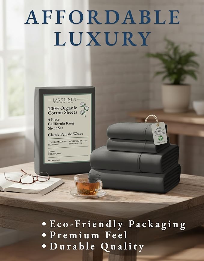 Linen Bed Sheet Set - California King - 4 Piece