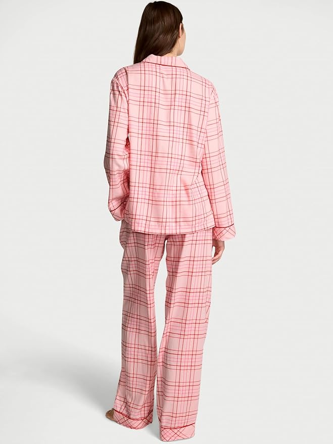 Women's Flannel Pants Pajama Set - Long Sleeve - 2 Piece