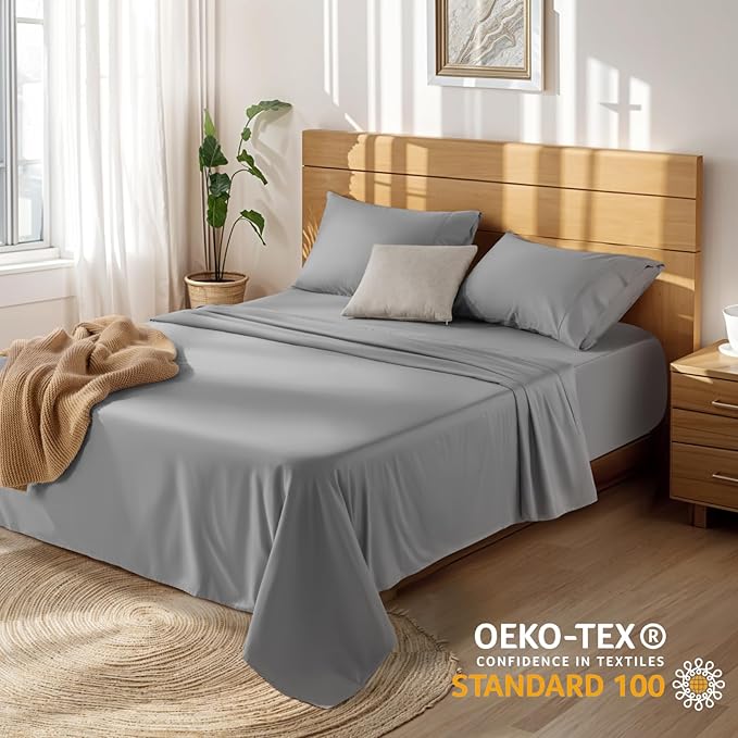 100% Cotton Bed Sheet Set - Queen - 4 Piece