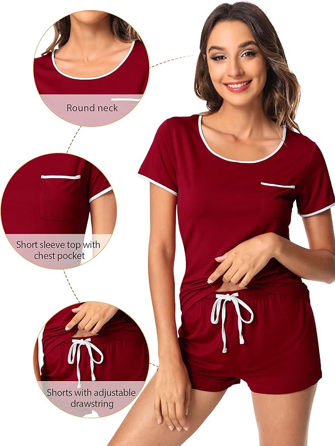 Women's Bamboo Cooling Pajama Set - Short Sleeve - 2 Piece