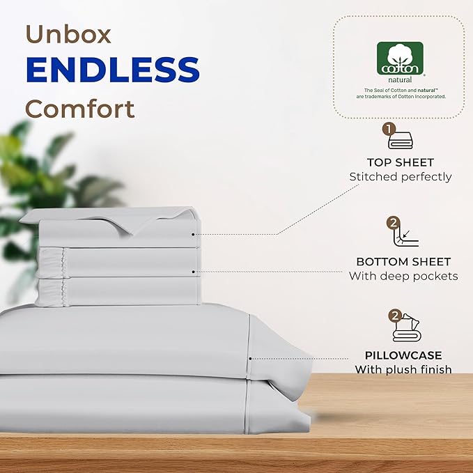Cooling Bed Sheet Set - Split King - 16 in Deep Pocket - 5 Piece