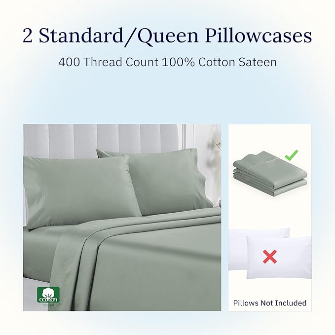 100% Cotton Pillowcase Set - Queen - 2 Piece