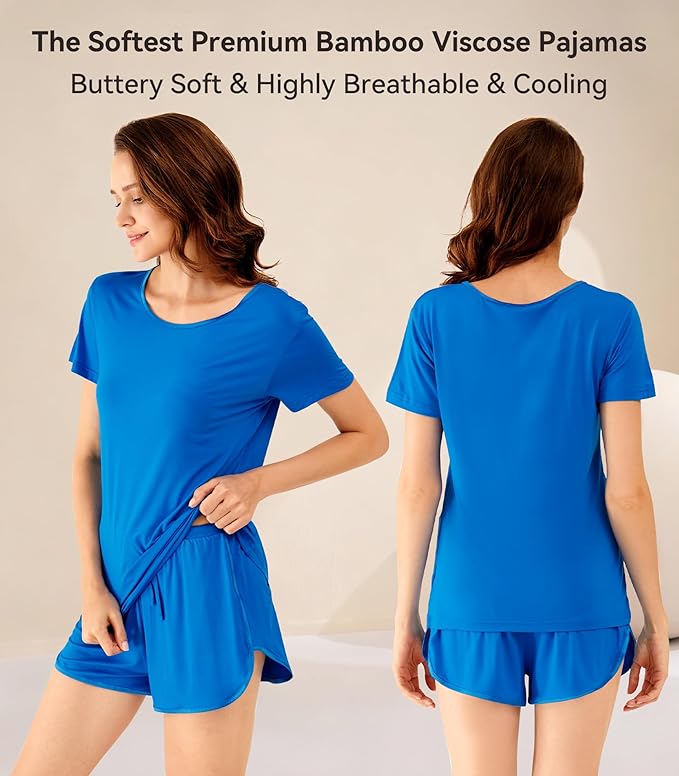 Women's Bamboo Cooling Pajama Set - Short Sleeve - 2 Piece