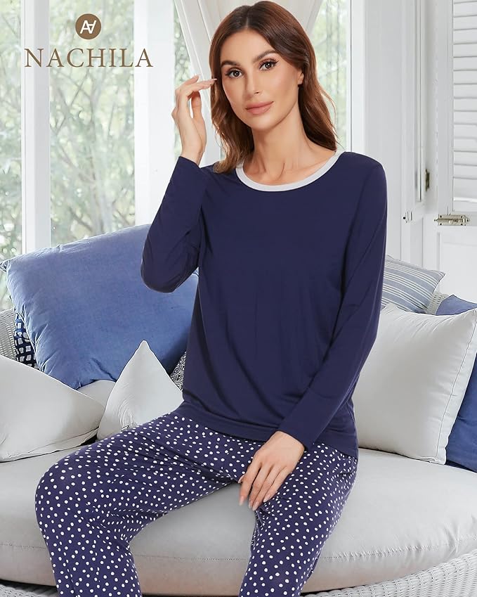 Women's Bamboo Pants Pajama Set - Long Sleeve