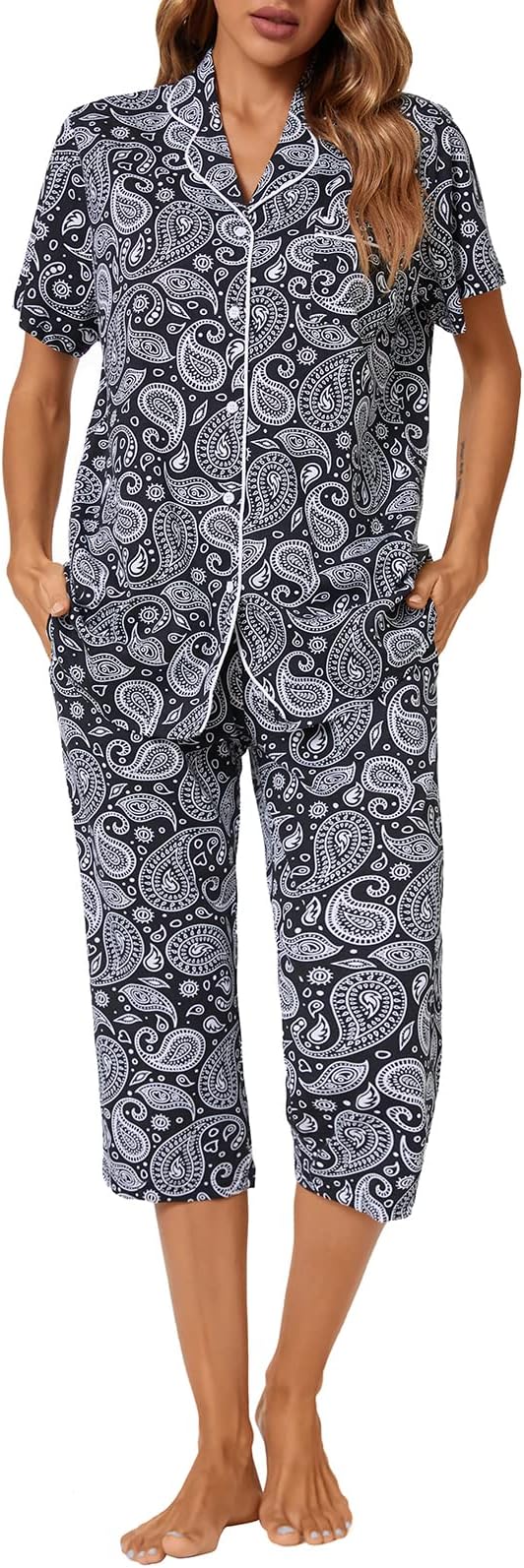 Capri Pajama Set - Short Sleeve - 2 Piece