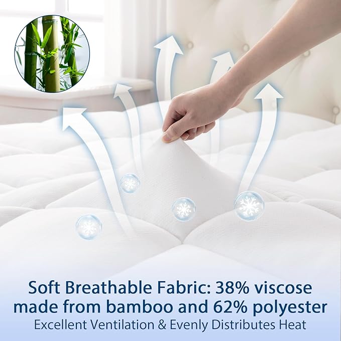 Bamboo Cooling Mattress Topper - Queen