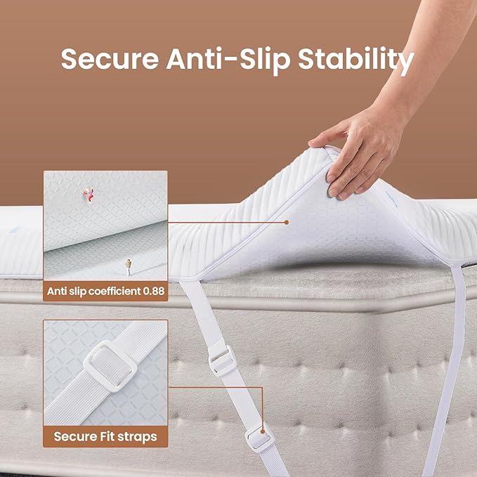 Memory Foam Cooling Mattress Topper - Queen