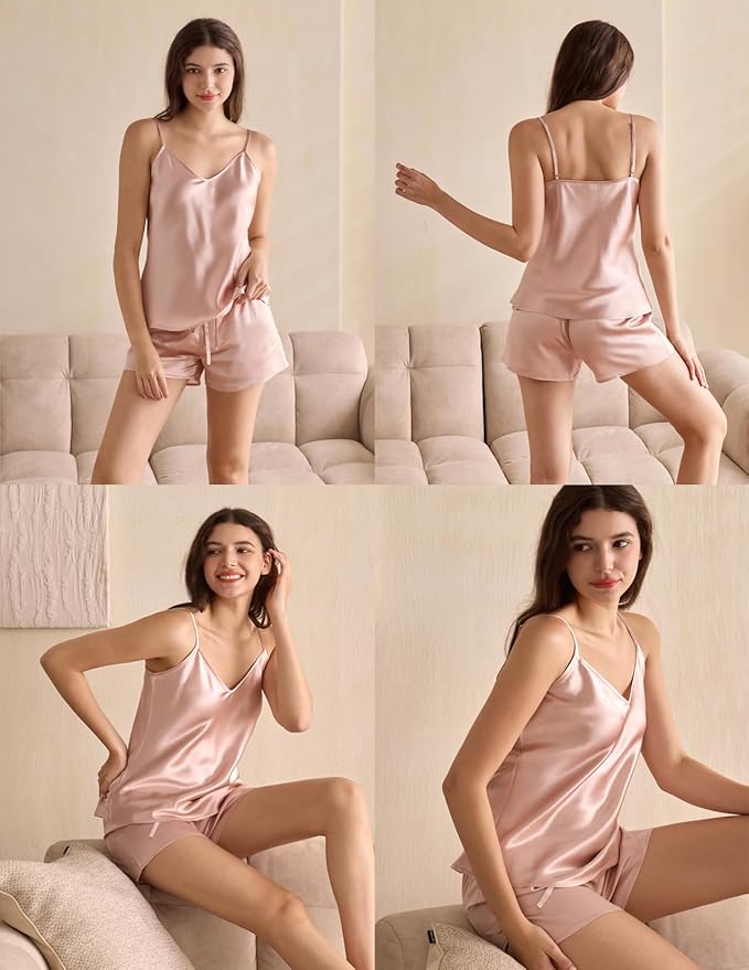 Women's Mulberry Silk Shorts Pajama Set - 2 Piece