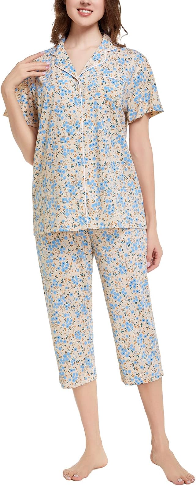 Capri Pajama Set - Short Sleeve - 2 Piece
