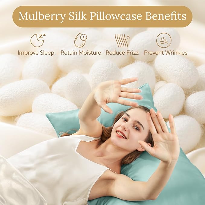 Mulberry Silk Cooling Pillowcase Set - Queen - 2 Pack - 2 Piece