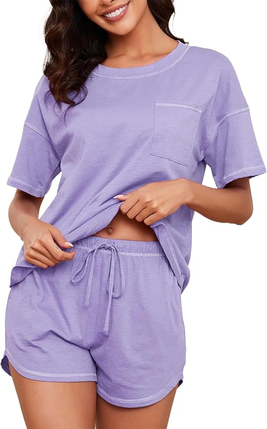 Women's 100% Cotton Shorts Pajama Set - Short Sleeve - 2 Piece