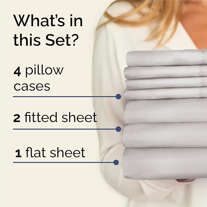 Cooling Bed Sheet Set - Split King - 16 in Deep Pocket - 7 Piece