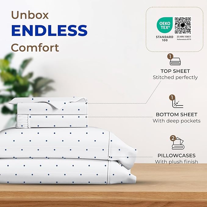 Cooling Bed Sheet Set - Full - 16 in Deep Pocket - 4 Piece