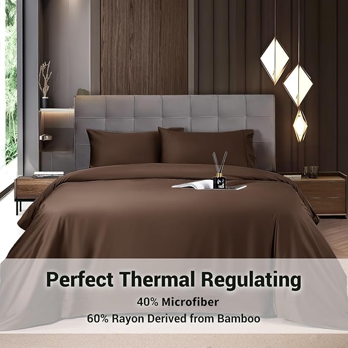 Bamboo Cooling Bed Sheet Set - Queen - 4 Piece