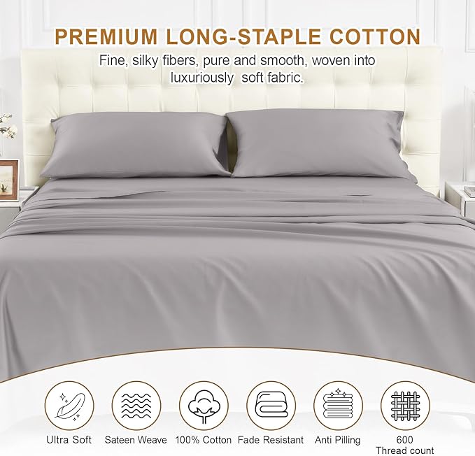 100% Cotton Bed Sheet Set - King - 4 Piece