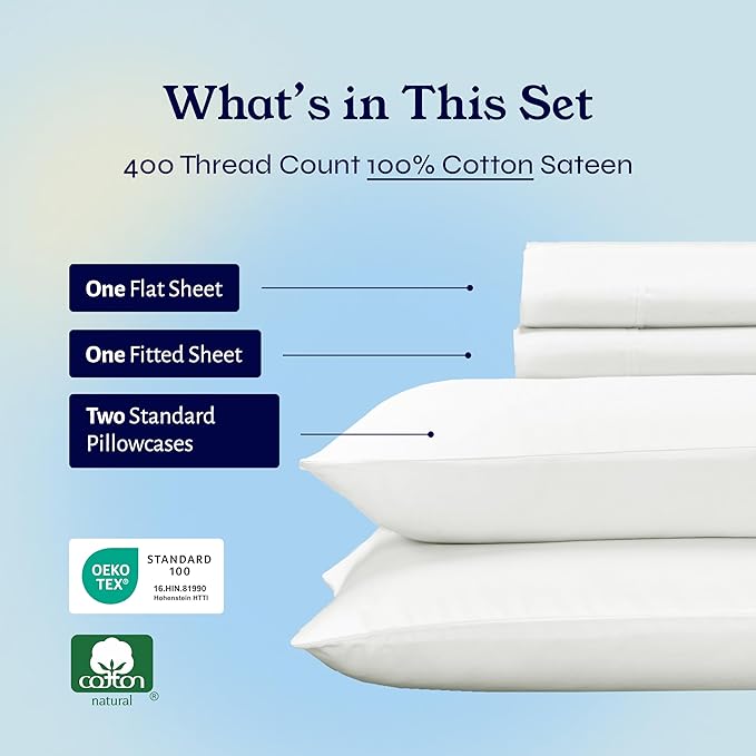 100% Cotton Bed Sheet Set - Full - 4 Piece
