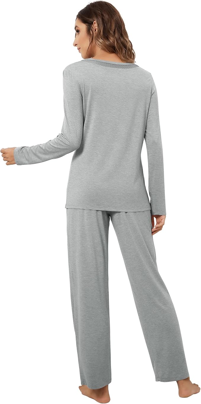 Women's Bamboo Pants Pajama Set - Long Sleeve