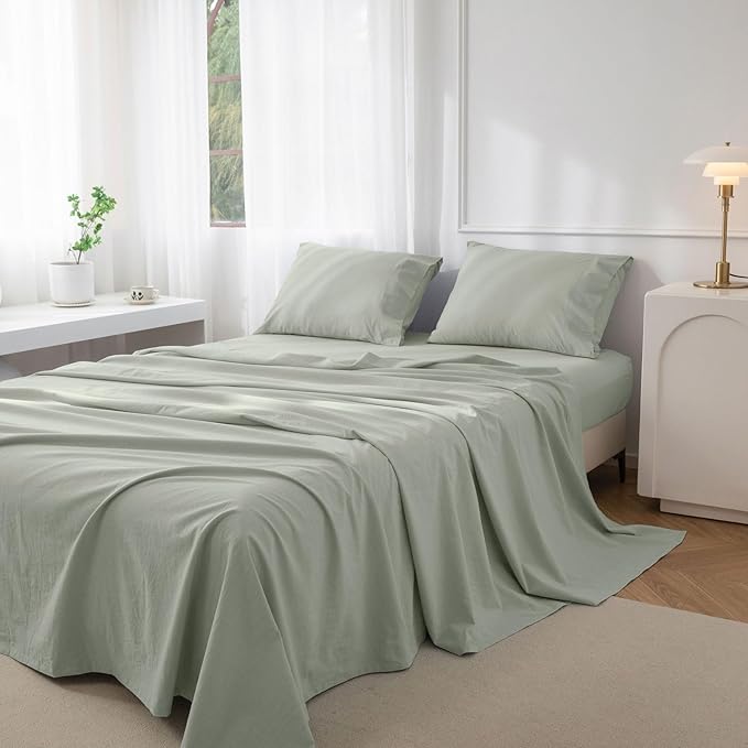 Linen Bed Sheet Set - King - 4 Piece